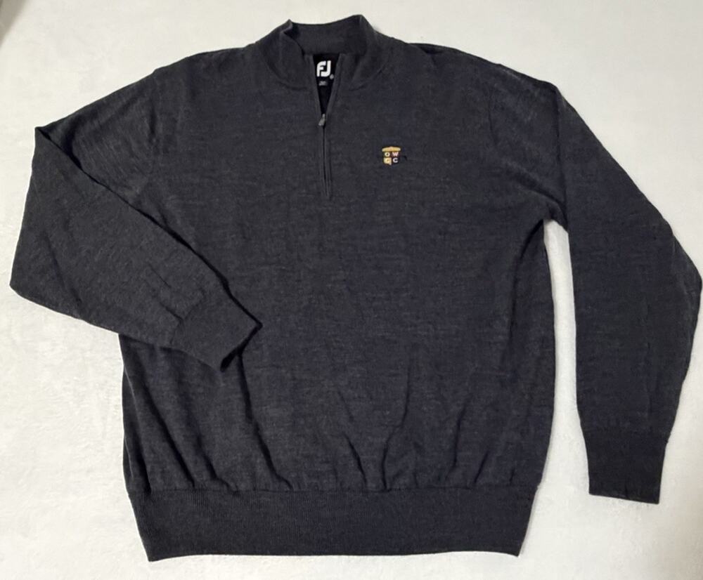 FootJoy Men's Wool Gray 1/4 Zip Pullover Golf Sweater Insulated Sz XL Old Warson